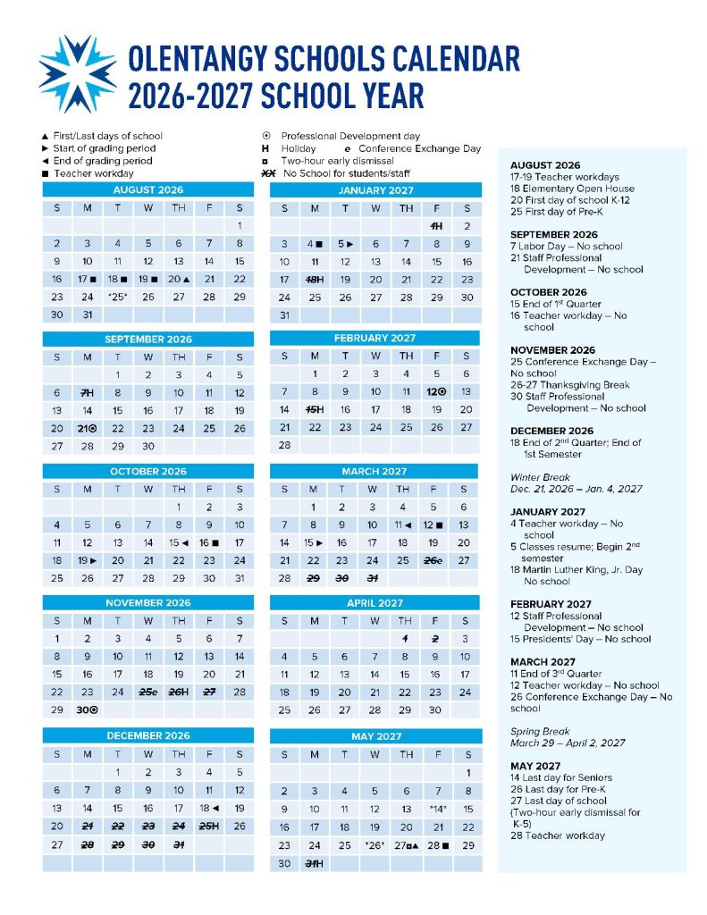 Olentangy Local School District Calendar 2026