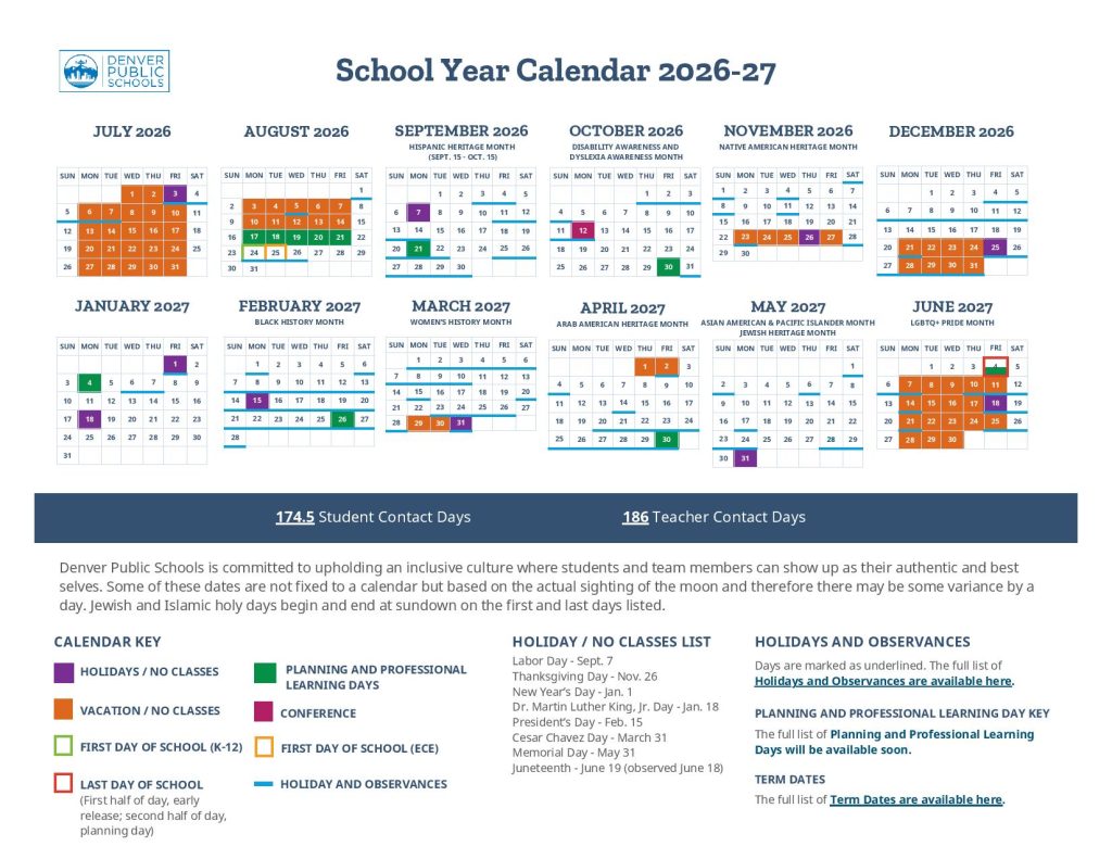 Denver Public Schools Calendar 2026