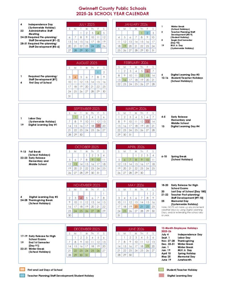 Gwinnett County Public Schools Calendar 2025