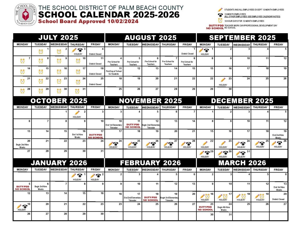Palm Beach County School District Calendar 2025