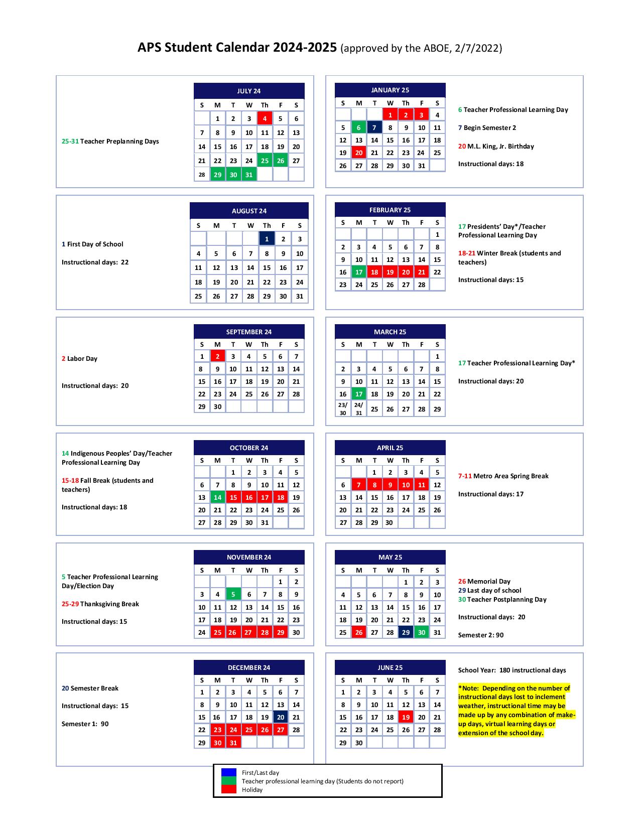 Atlanta Public Schools Calendar 2024-2025