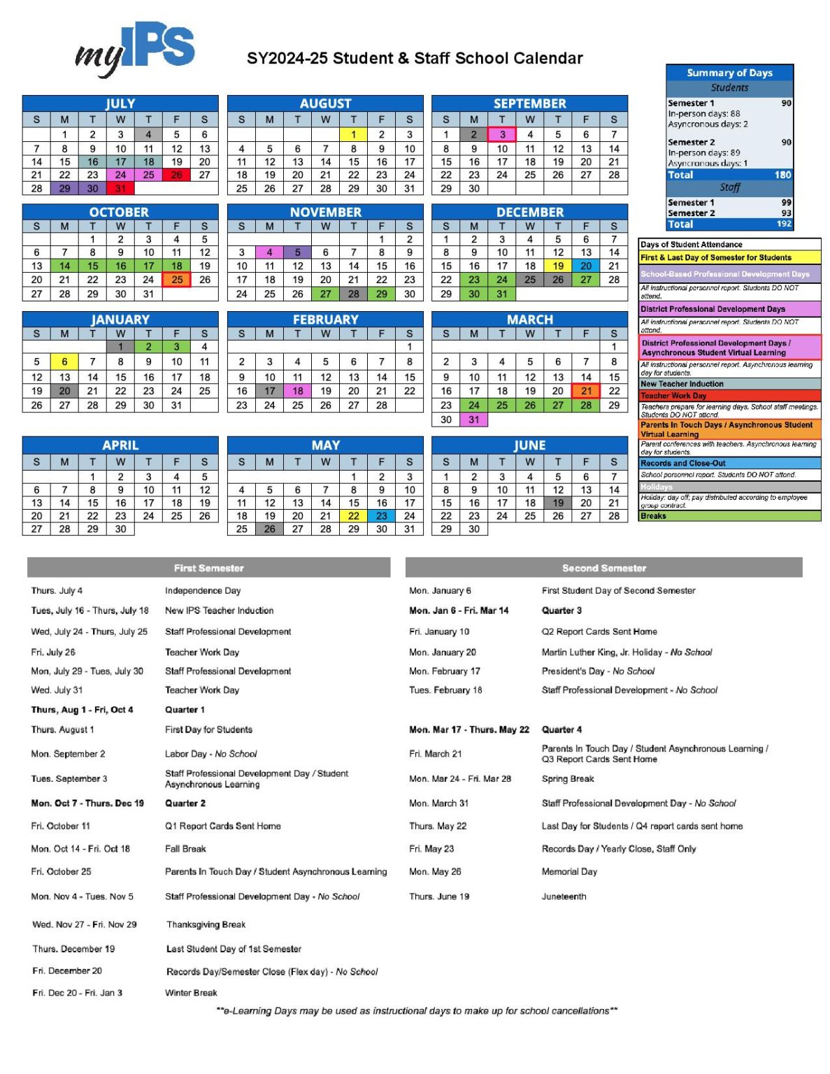 Indianapolis Public Schools Calendar 2025 2026
