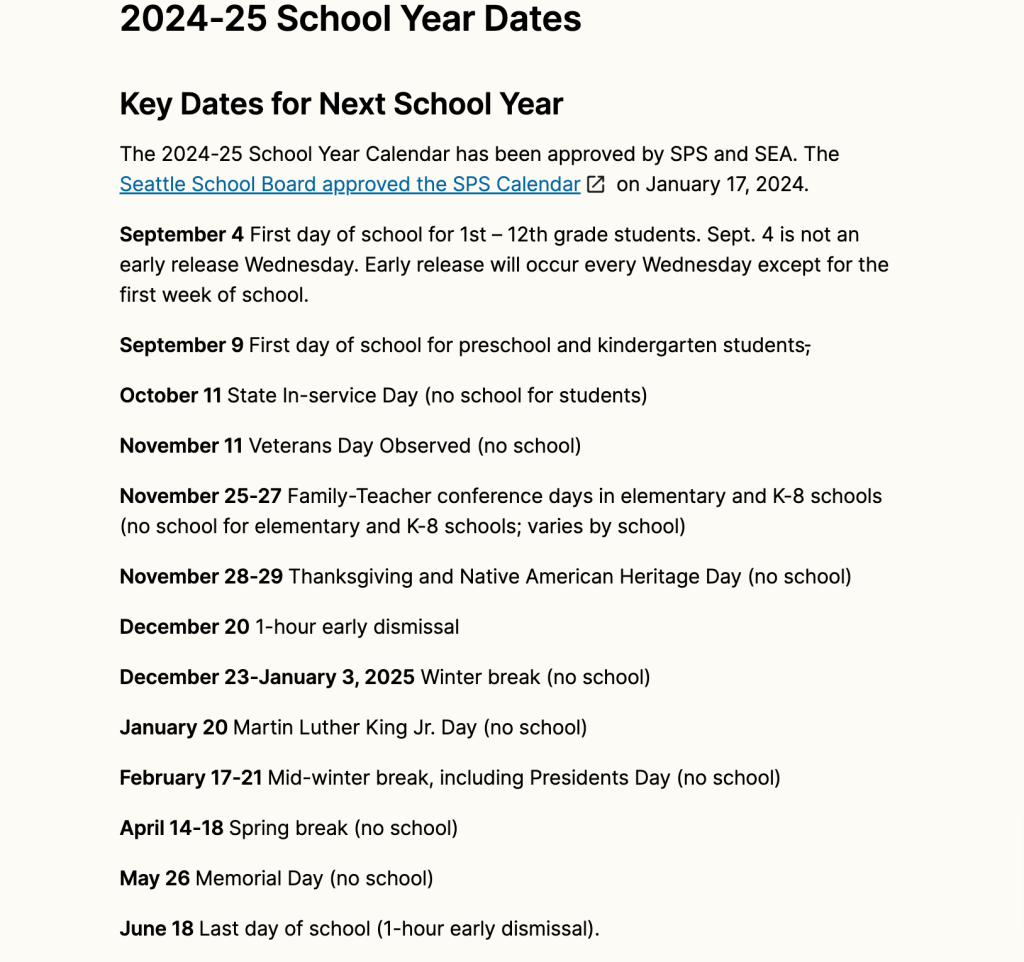 2025 Seattle Public School Calendar Tate Zuzana