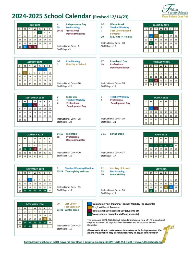 Fulton County Schools Calendar 20252026 Academic Schedule