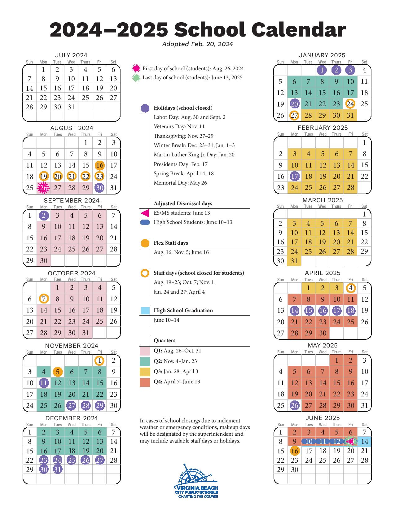 Virginia Beach City Public Schools Calendar 20242025