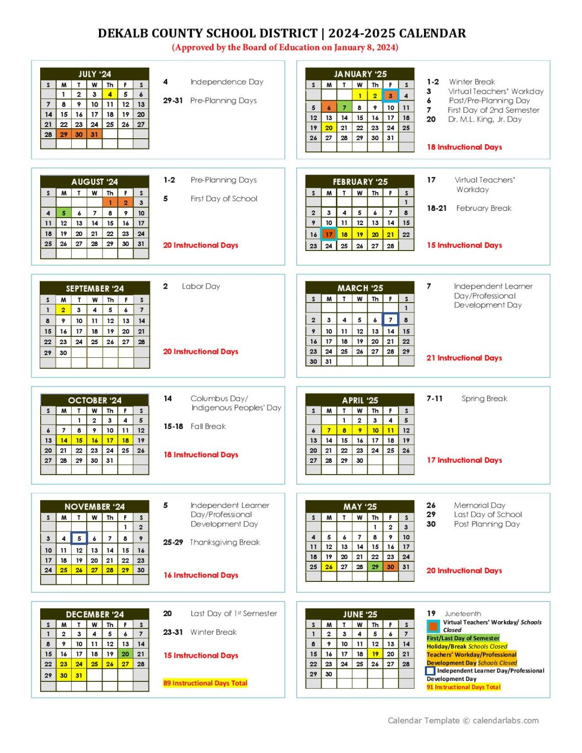 DeKalb County Schools Calendar 20242025 DCSD Holidays