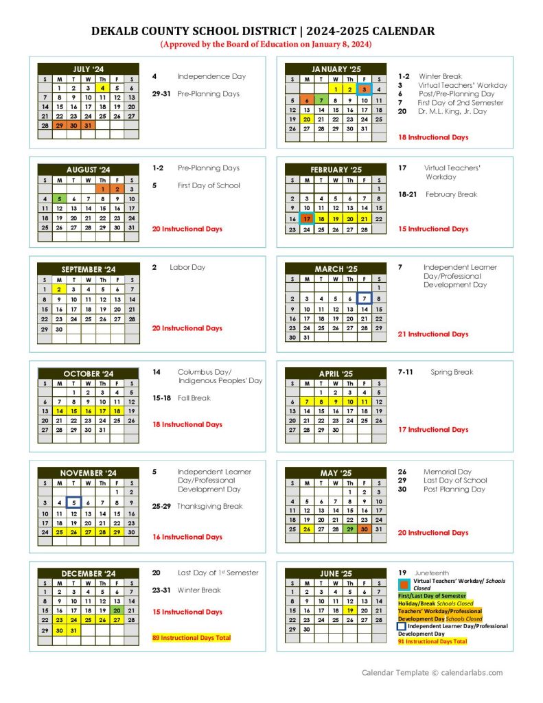 DeKalb County Schools Calendar