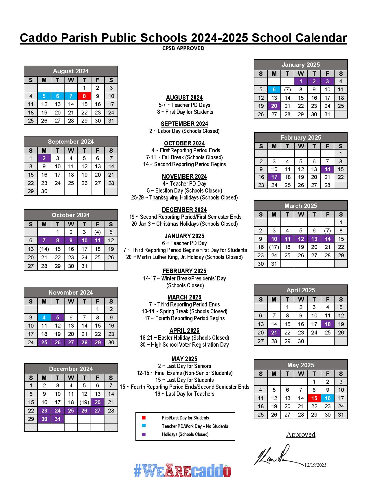 Caddo Parish Schools Calendar 20242025 Academic Holidays