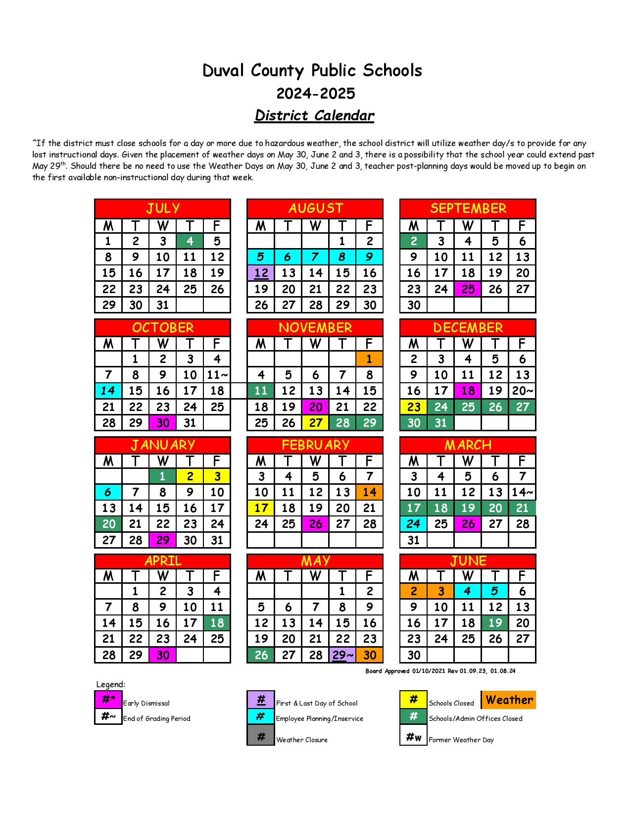 Duval County Schools Calendar 20242025 DCPS Holidays