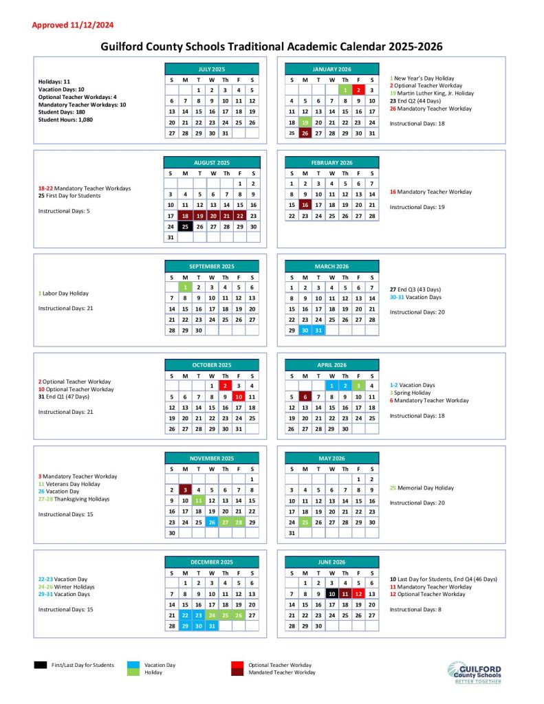 Guilford County Schools Calendar 2025
