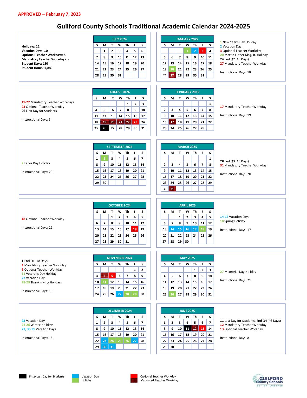 Guilford County Schools Calendar 20242025 & Academic Dates