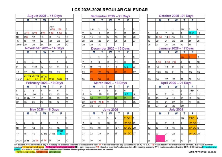 Leon County Schools Calendar 20252026 LCS Academic