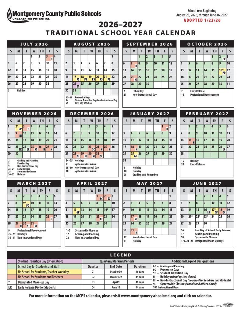 Montgomery County Schools Calendar 2026
