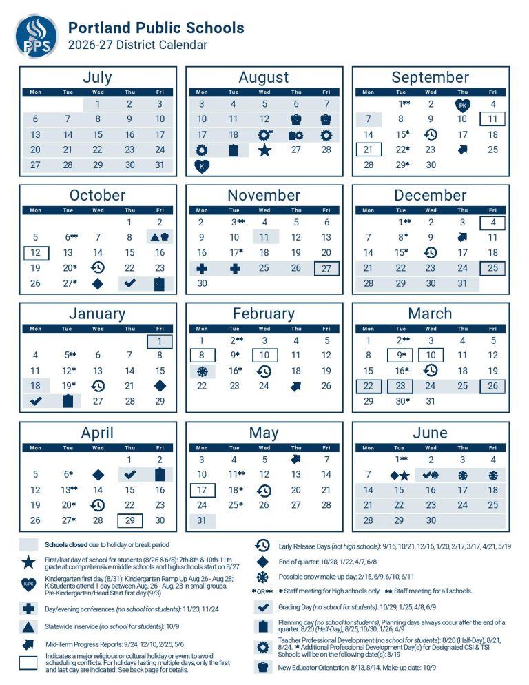 Portland Public Schools Calendar 20252026 Academic Dates