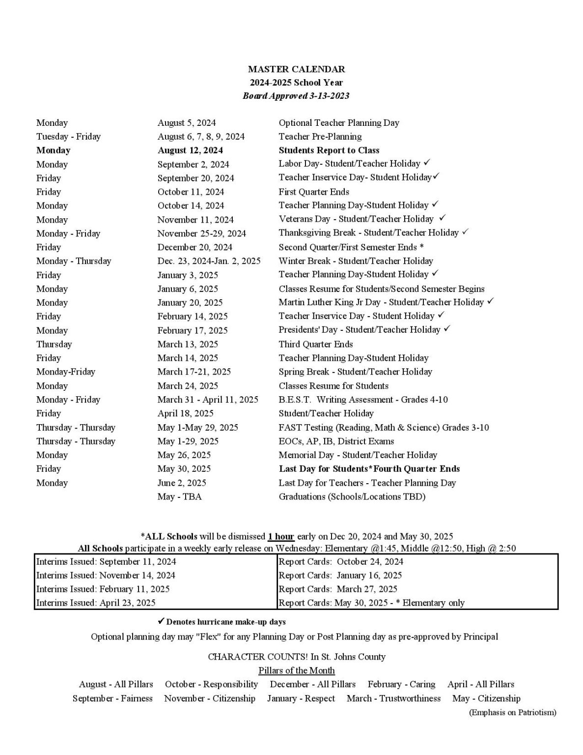 St Johns County Schools Calendar 202425 SJCSD Calendar