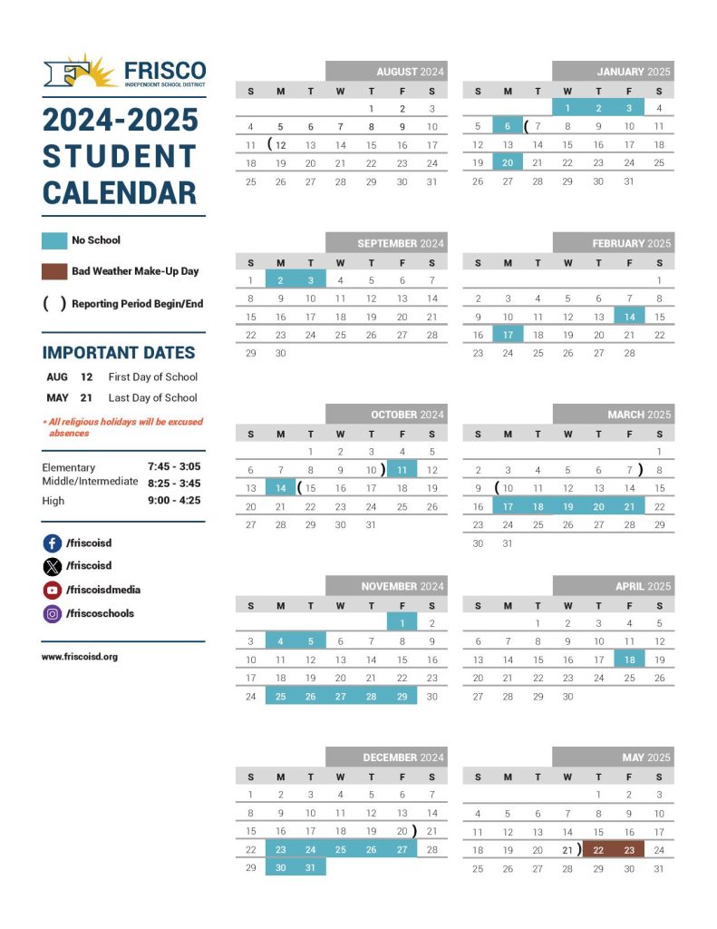 Frisco ISD School Calendar