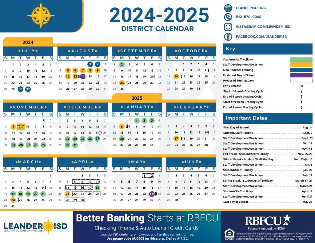 Leander ISD Calendar 2024-2025