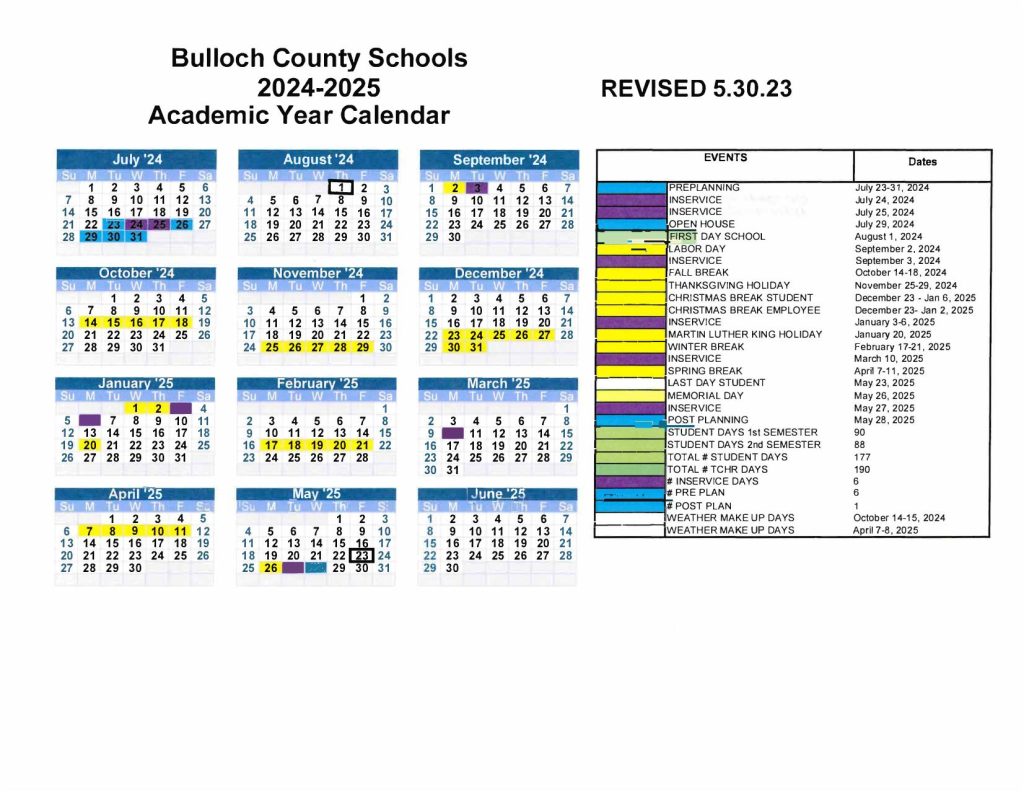 Bulloch County Schools Calendar