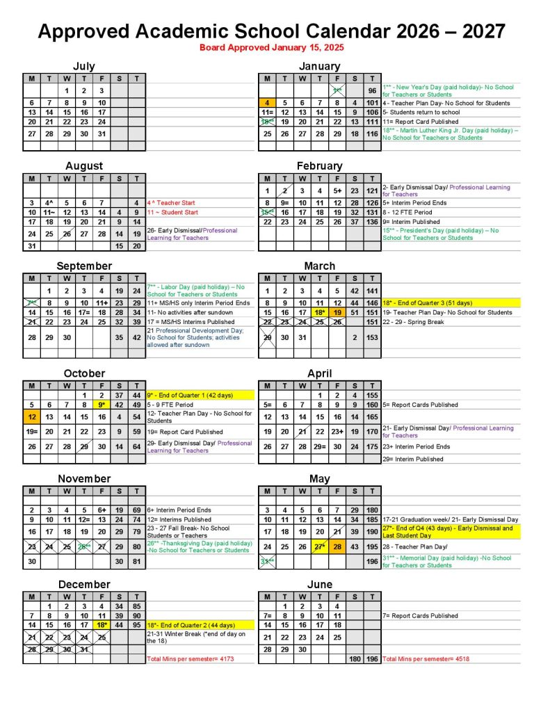Collier County Schools Calendar 2026-2027