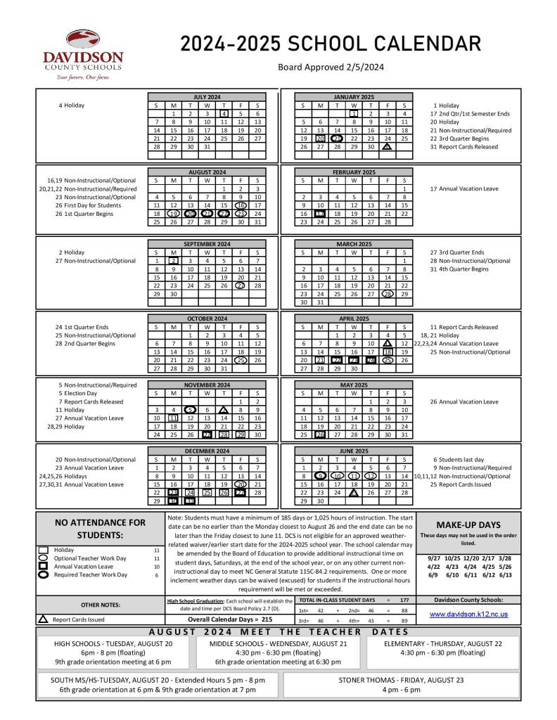 Davidson County Schools Calendar