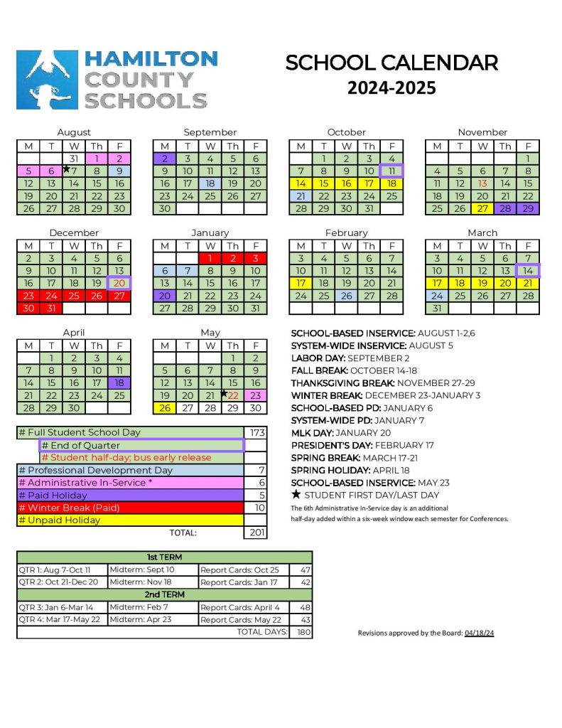 Hamilton County Schools Calendar