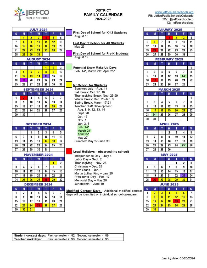 Jeffco Public Schools Calendar