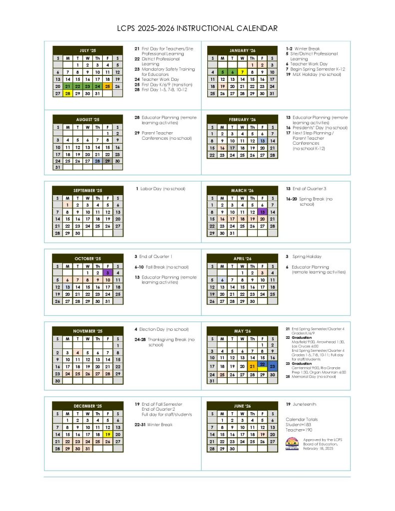 Las Cruces Public Schools Calendar 2025
