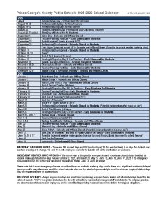 Prince George #39 s County Public Schools Calendar 2025 2026 Prince George #39 s County Public Schools Calendar 2025 2026