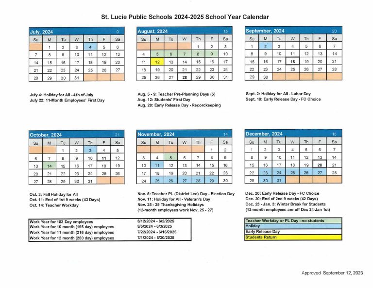 St Lucie County Schools Calendar 20242025 Academic Holidays