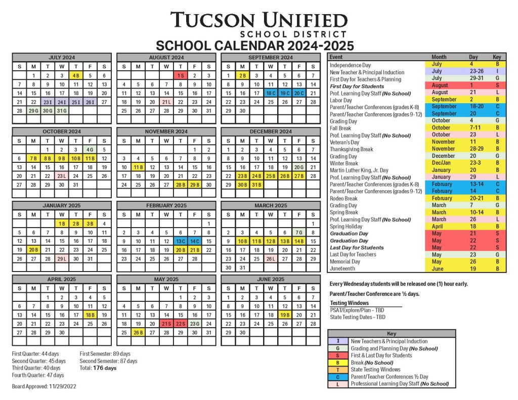 Tucson Unified School District Calendar