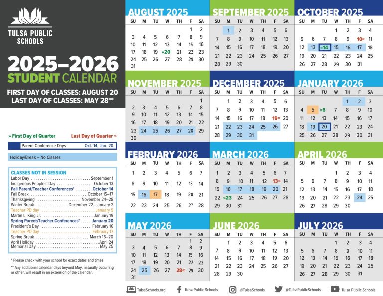 Tulsa Public Schools Calendar 20252026 Academic Holidays