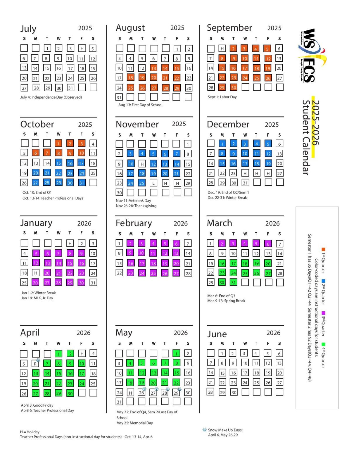 Winston Salem Forsyth County Schools Calendar 20252026