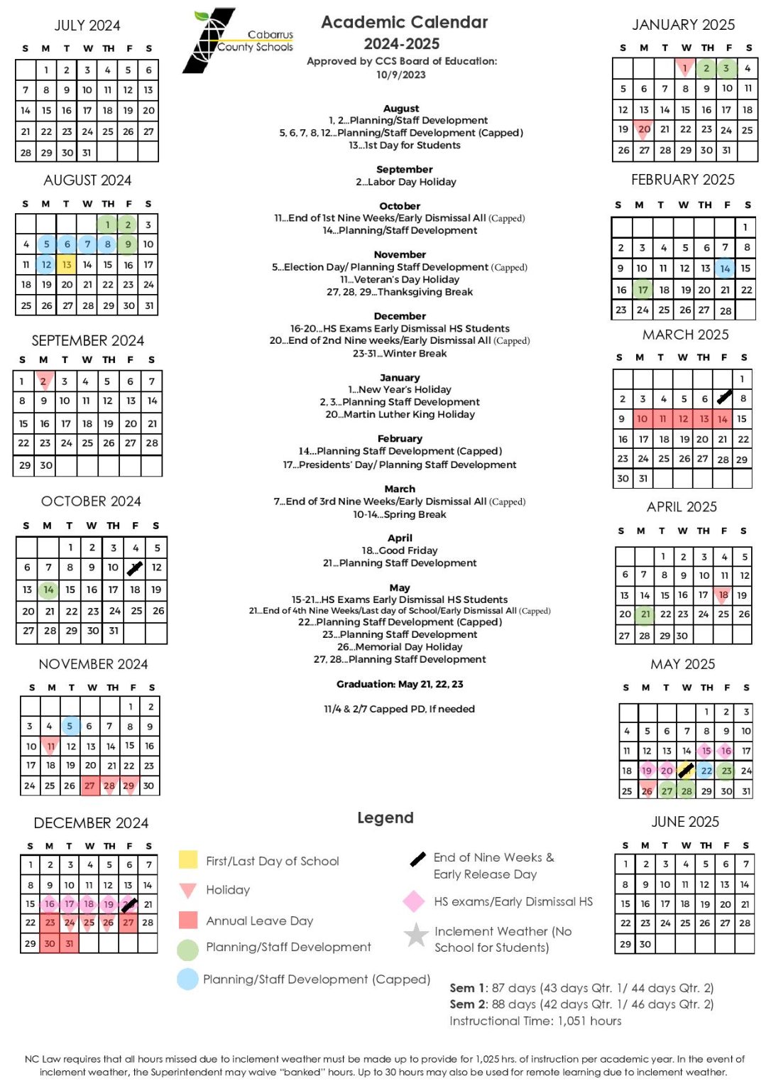 Cabarrus County Schools Calendar 20242025 Download PDF