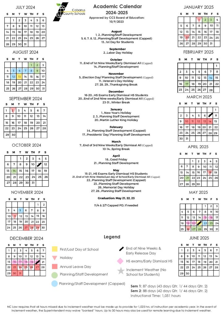 Cabarrus County Schools Calendar