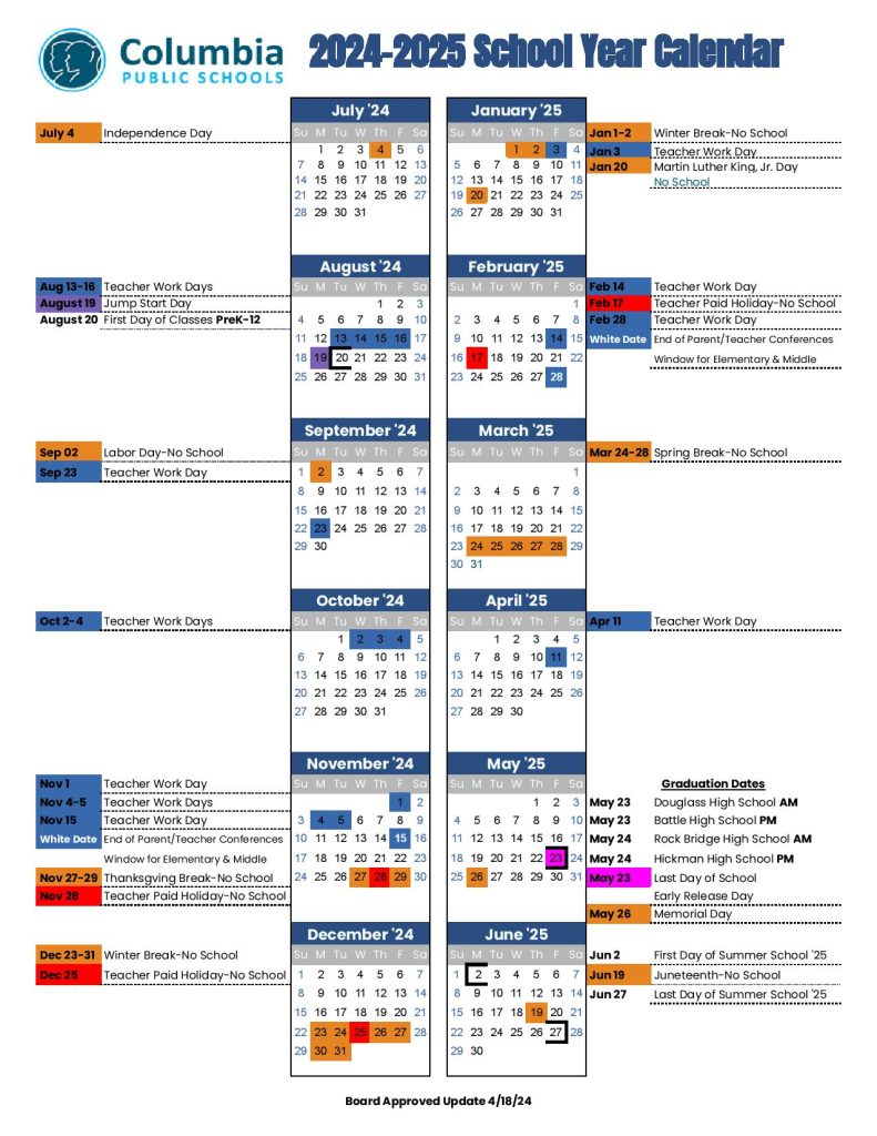 Columbia Public Schools Calendar