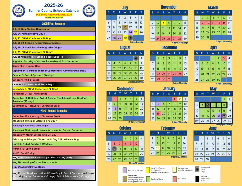 Sumner County Schools Calendar 2025-2026
