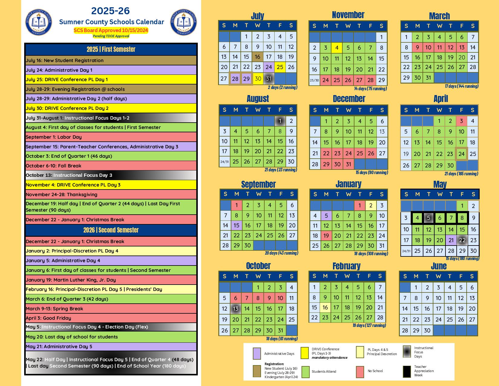 Sumner County Schools Calendar 2025 2026 SCS Tennessee