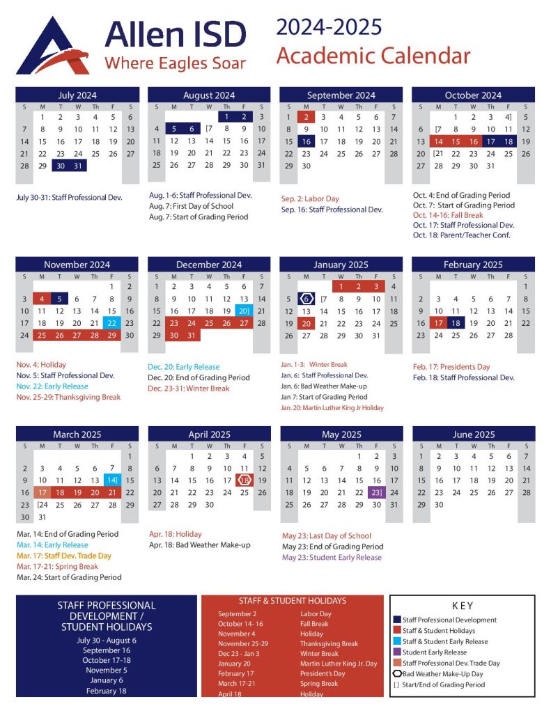 Allen Independent School District Calendar