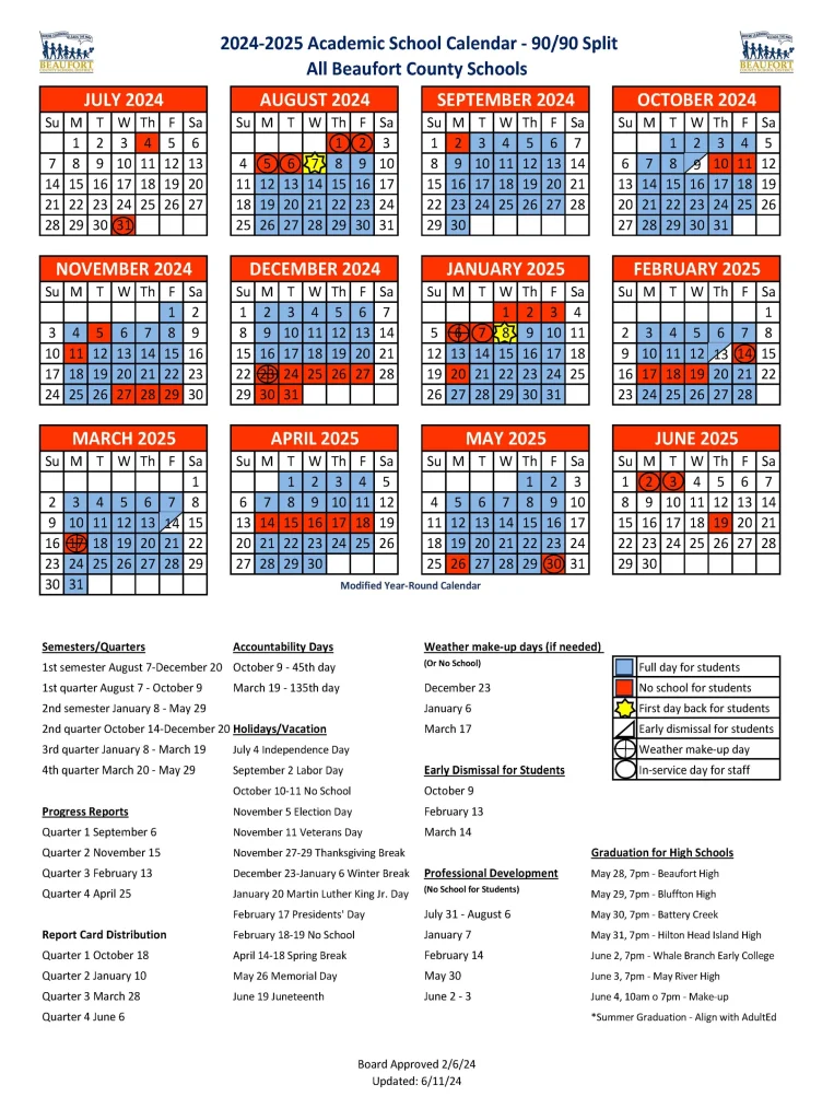 Beaufort County School District Calendar