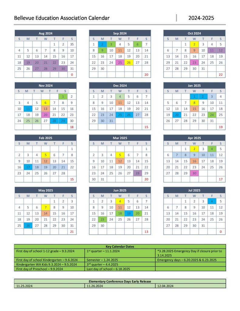 Bellevue School District Calendar