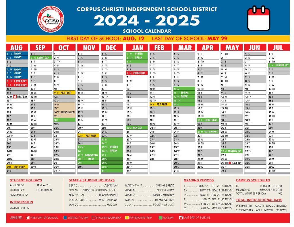 Corpus Christi ISD Calendar 2024-2025 | CCISD Texas