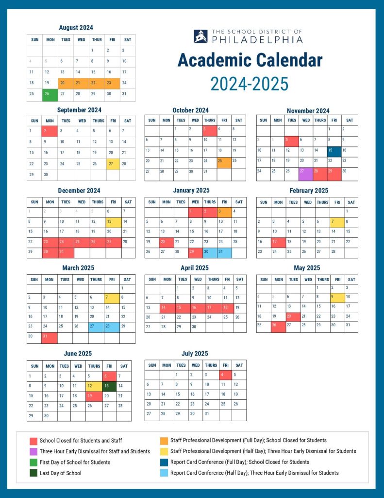 Philadelphia City School District Calendar