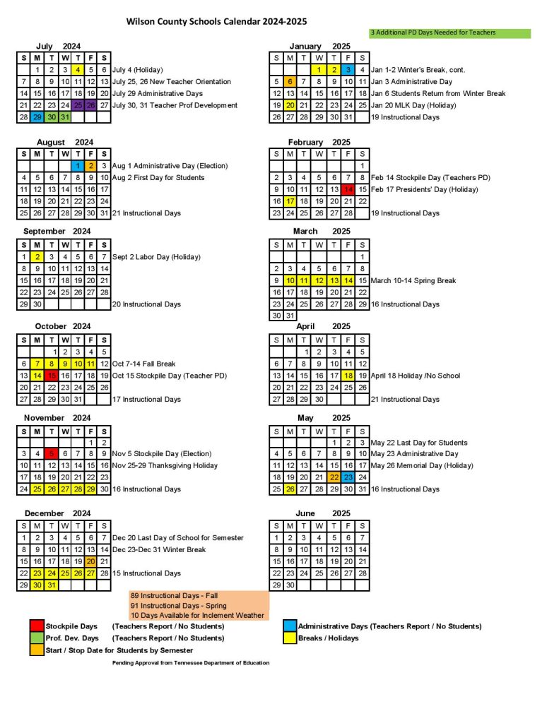 Wilson County Schools Calendar