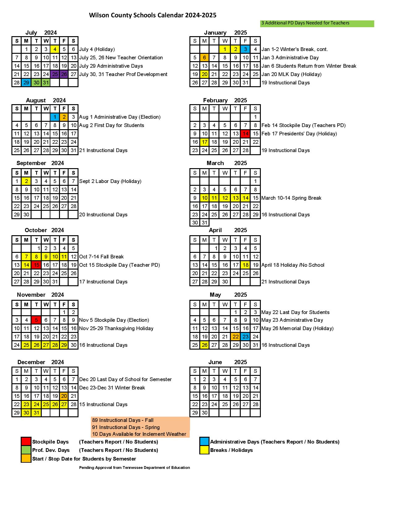 Wilson County Schools Calendar 20252026 WCS Holidays