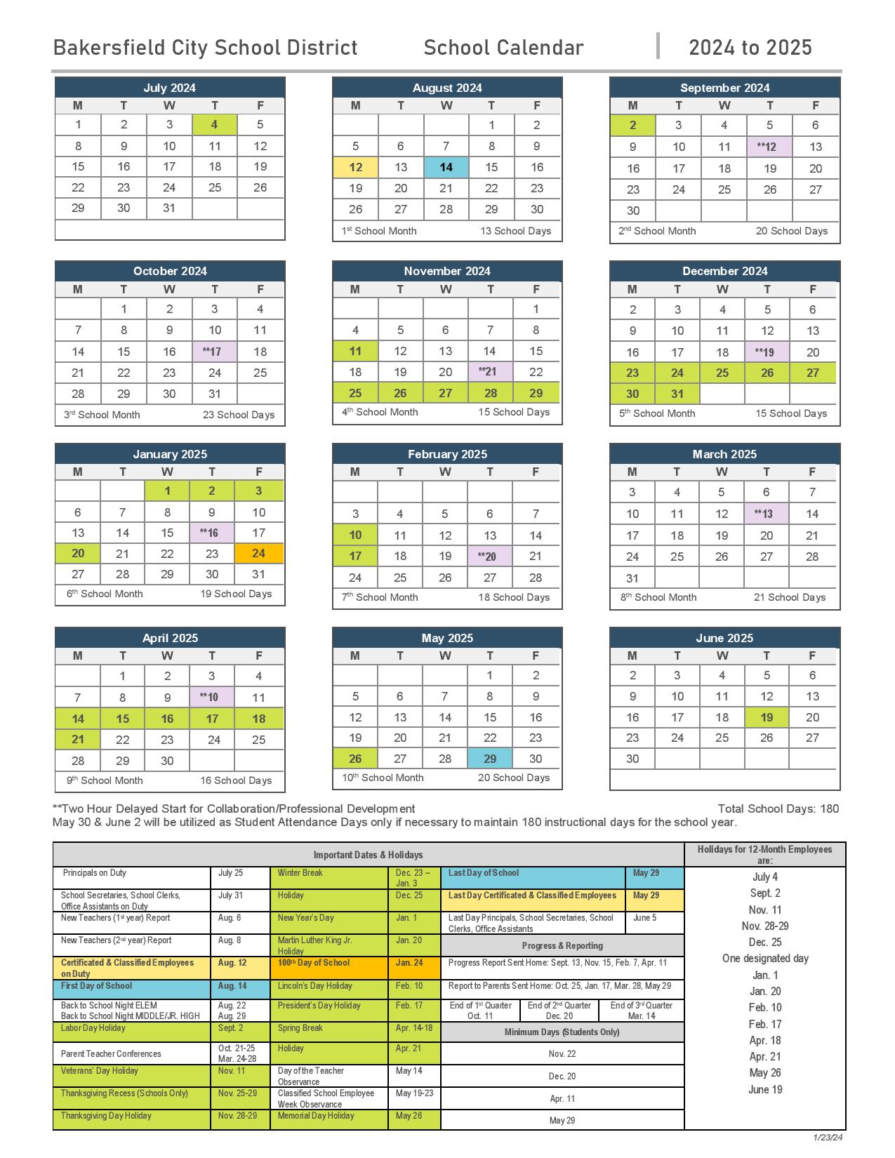 Bakersfield City Schools Calendar 2025 2026 Download Bakersfield City Schools Calendar 2025 2026 Download