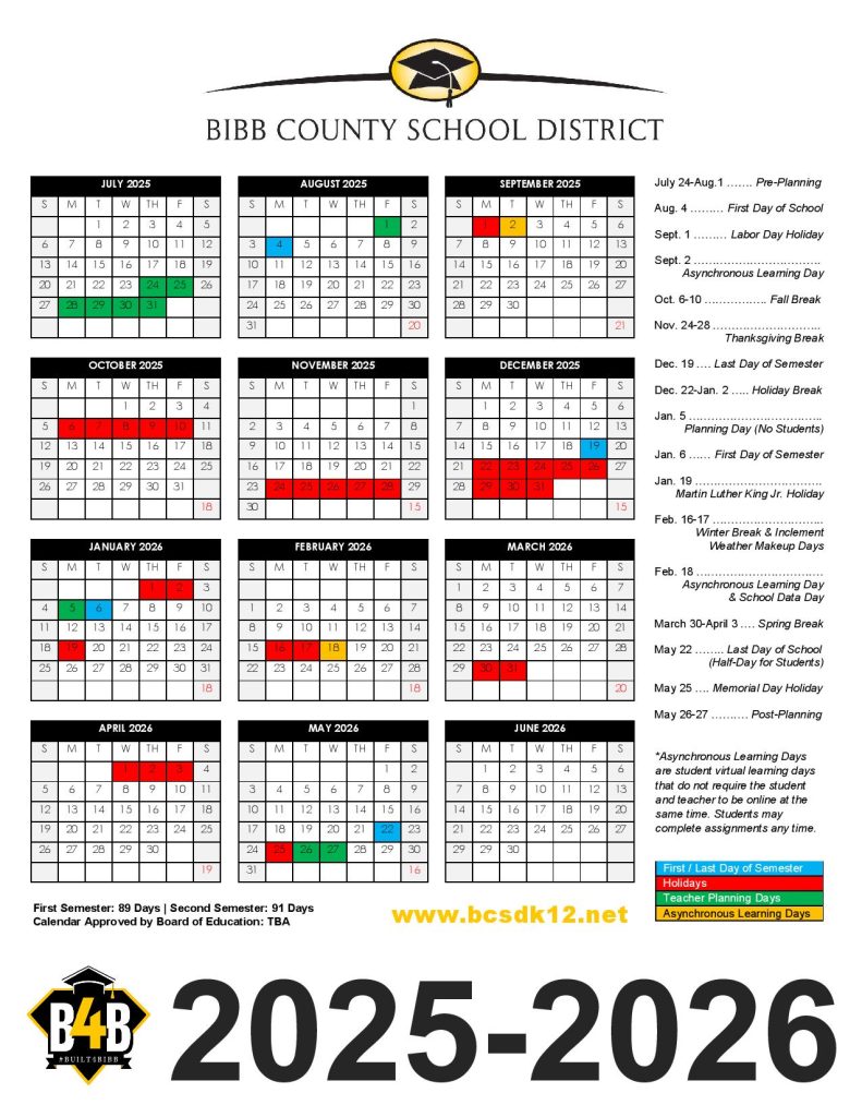Bibb County Schools Calendar 2025-2026