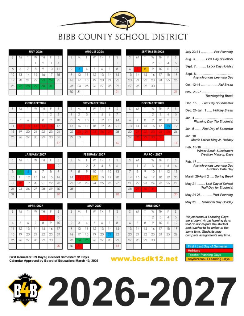 Bibb County Schools Calendar 2026-2027