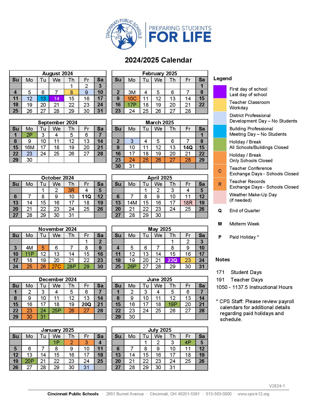 Cincinnati Public Schools Calendar 2025 2026 Printable Cincinnati Public Schools Calendar 2025 2026 Printable