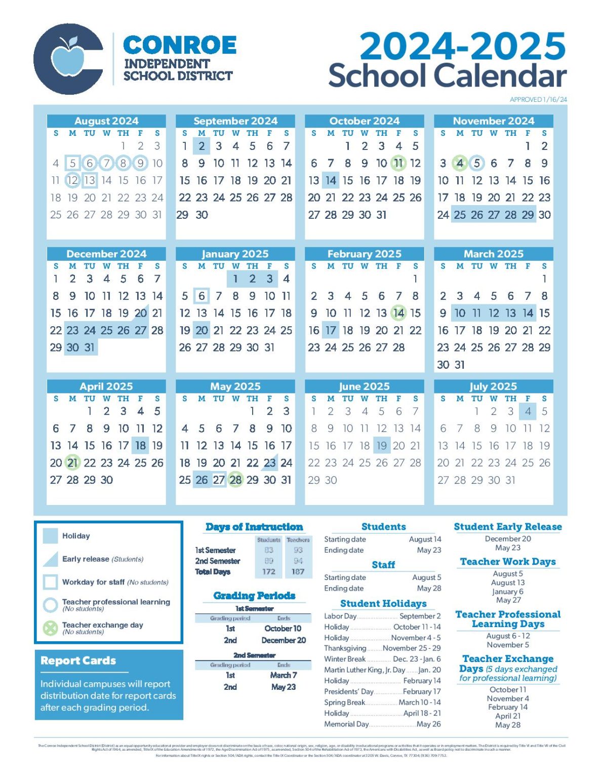 Conroe ISD Calendar 2025 2026 School Calendar PDF