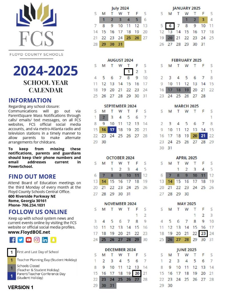 Floyd County Schools Calendar